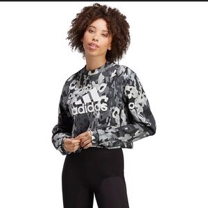 Adidas Black and Grey Camo Sweatshirt. Size Large